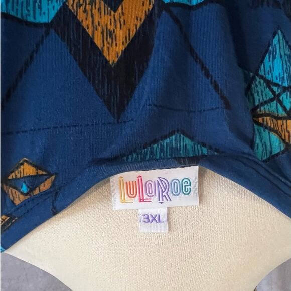 LuLaRoe Women's Geometric Design Blue Good and Black Knee Length Dress Size 3XL - Picture 6 of 7